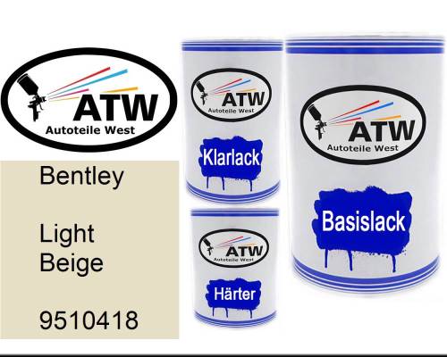 Bentley, Light Beige, 9510418: 500ml Lackdose + 500ml Klarlack + 250ml Härter - Set, von ATW Autoteile West.